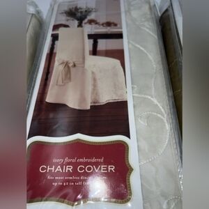 Chair Slip Cover Elegant Cream Floral Embroidered Beaded